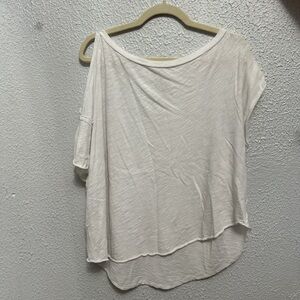 We The Free White Asymmetrical Short Sleeve T-Shirt